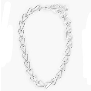 Sterling Silver Heart Link Collar Necklace